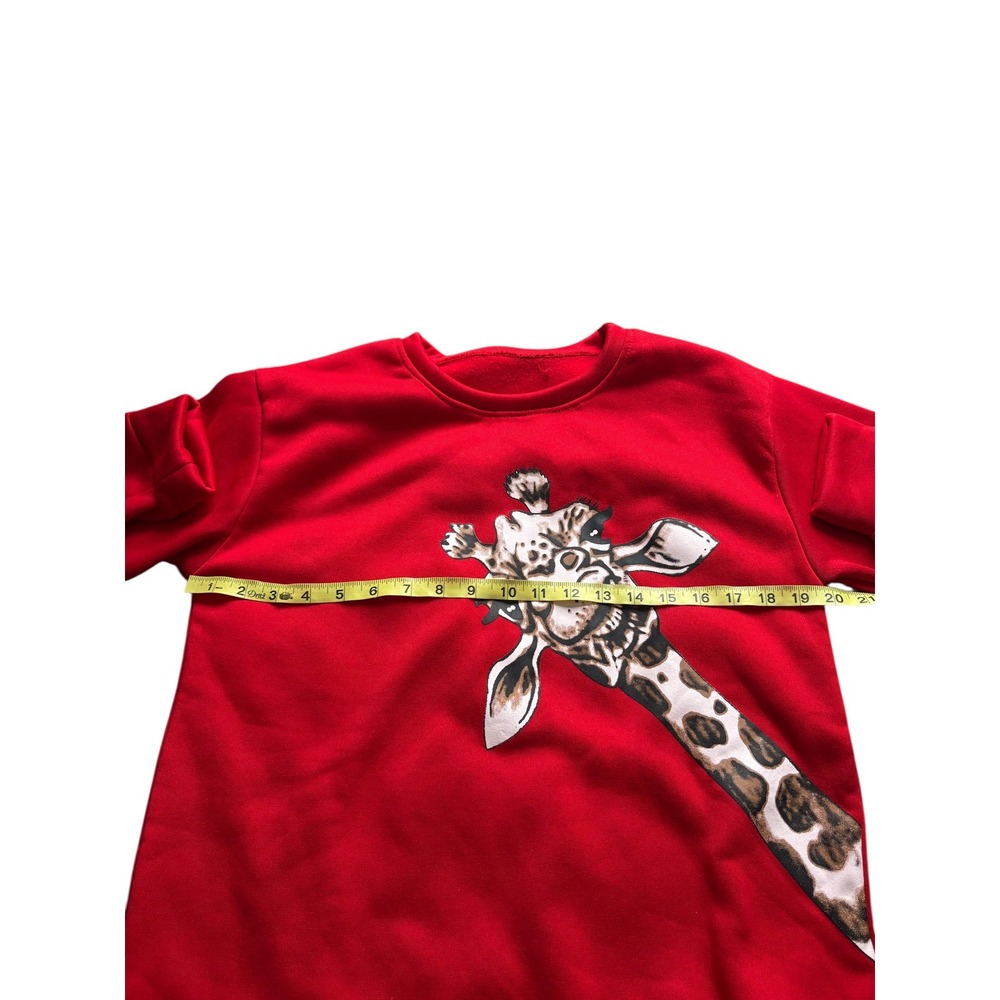 Kids Red Giraffe Graphic Sweatshirt Youth L/XL 14/16 Long Sleeve - Picture 4 of 6